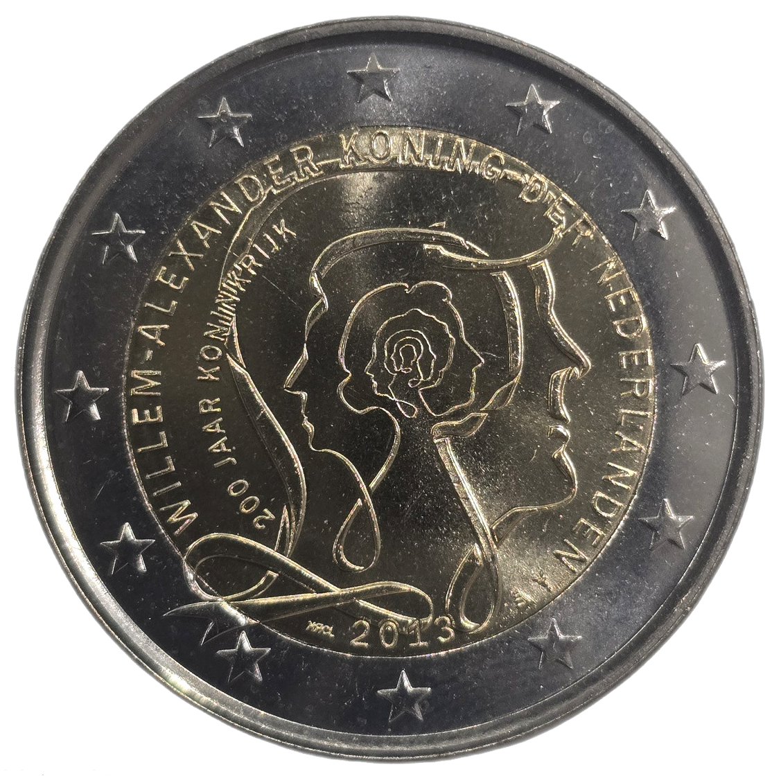2 euros conmemorativa 200 Años del Reino de Holanda